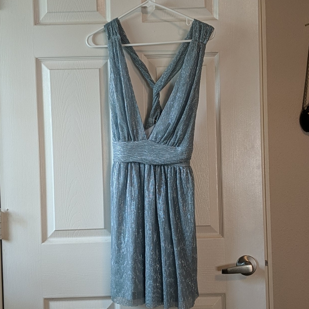 NWT Ailey Silver and Blue Skater Dress Lulu's